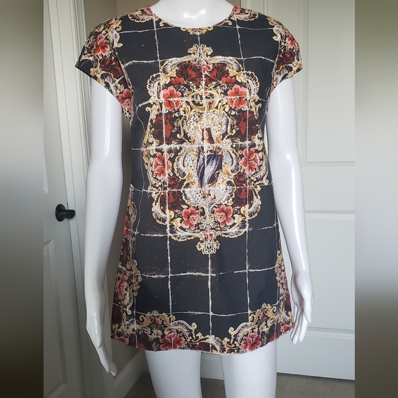 Dolce & Gabbana Madonna/Virgin Mary Black and White Baroque Tunic Top